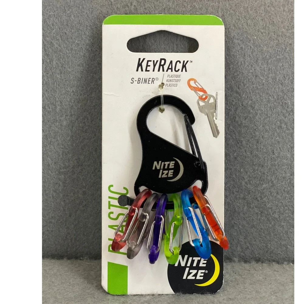 Nite Ize KeyRack S-Biner Plastic Keychain Organizer Black Multi Color KRK2-01-R6